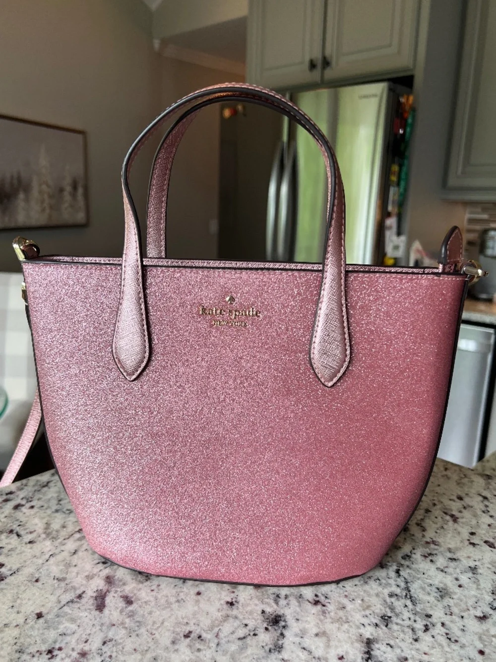 kate spade glitter rose-pink satchel
